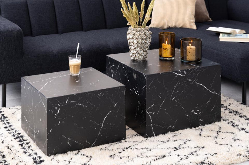 Dice marble effect coffee table set 58x58