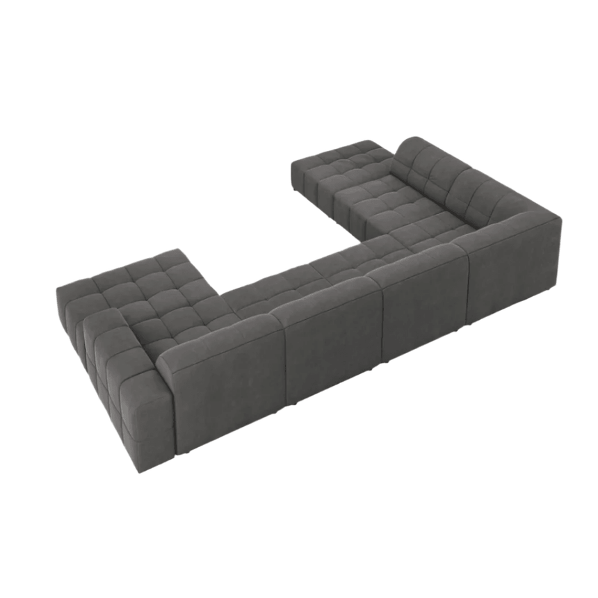 Jennifer U-shaped velvet sofa with left corner unit