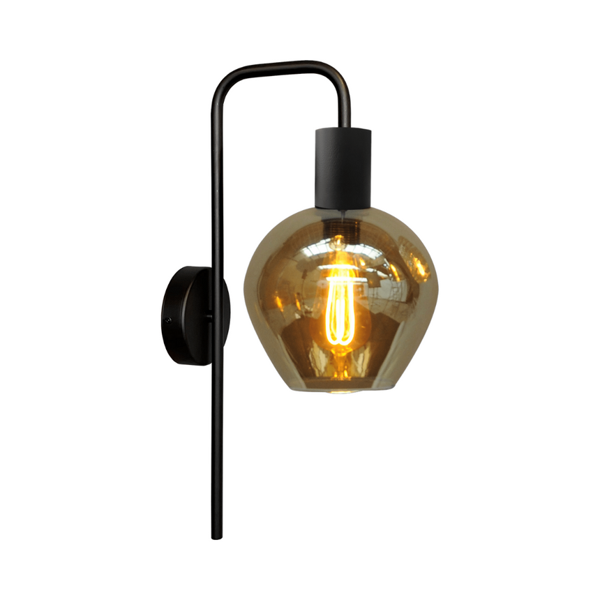 Bounty Downlight glass wall lamp with black socket
