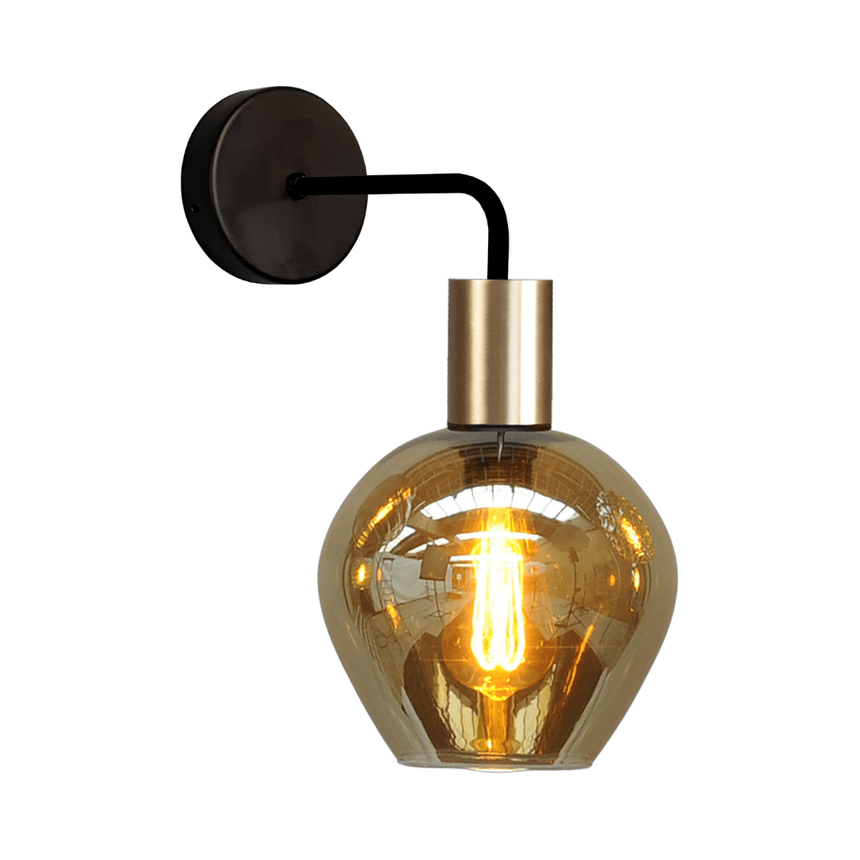 Bounty Downlight glass wall lamp with gold base