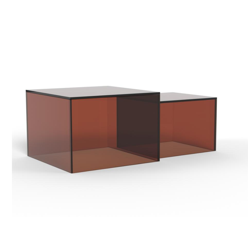 Dice marble effect coffee table set 58x58