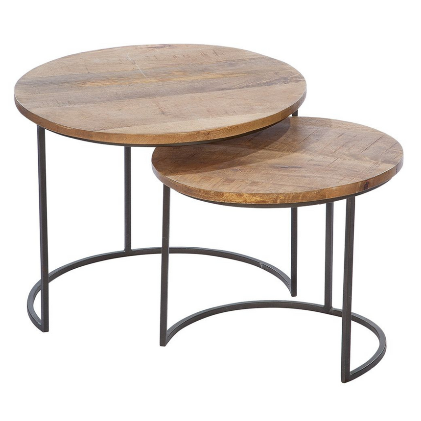 Camara wooden round storage table set