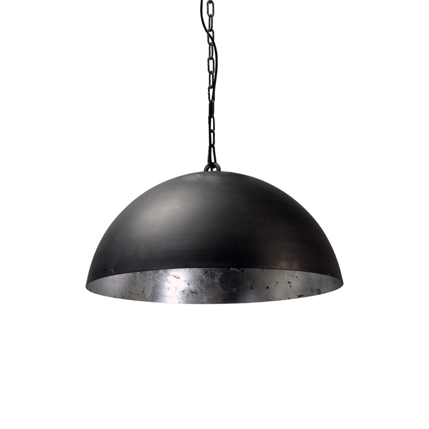 Larino 1-bulb black metal pendant lamp with silver interior