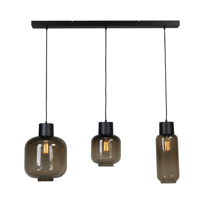 Lett üveg függőlámpa fekete foglalattal