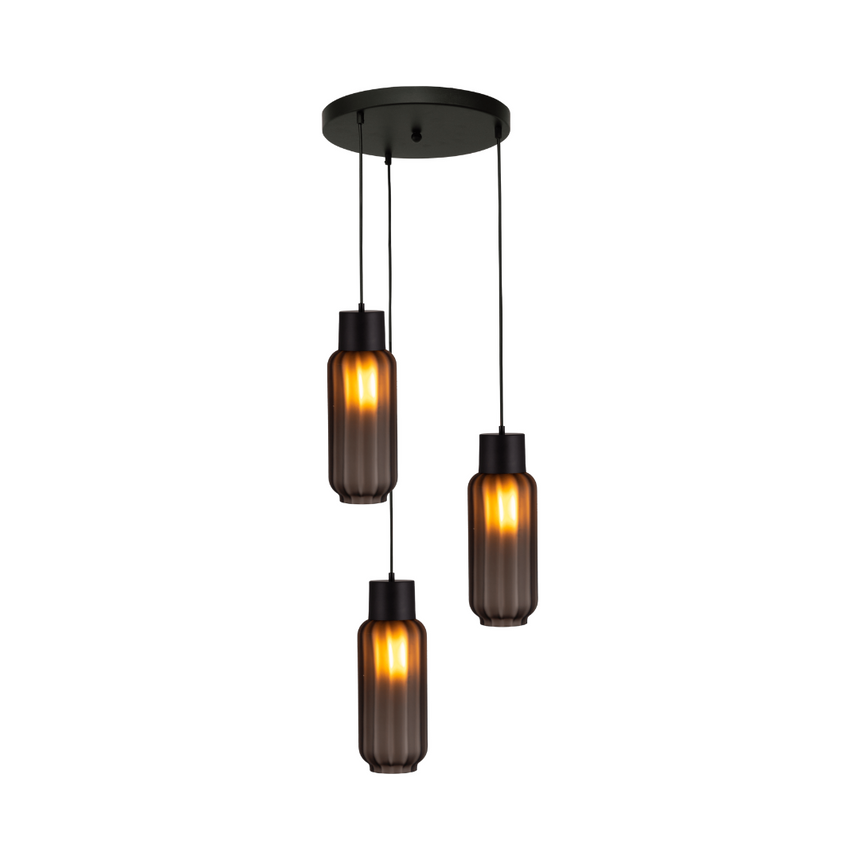 Lett Rib matt üveg függőlámpa fekete foglalattal