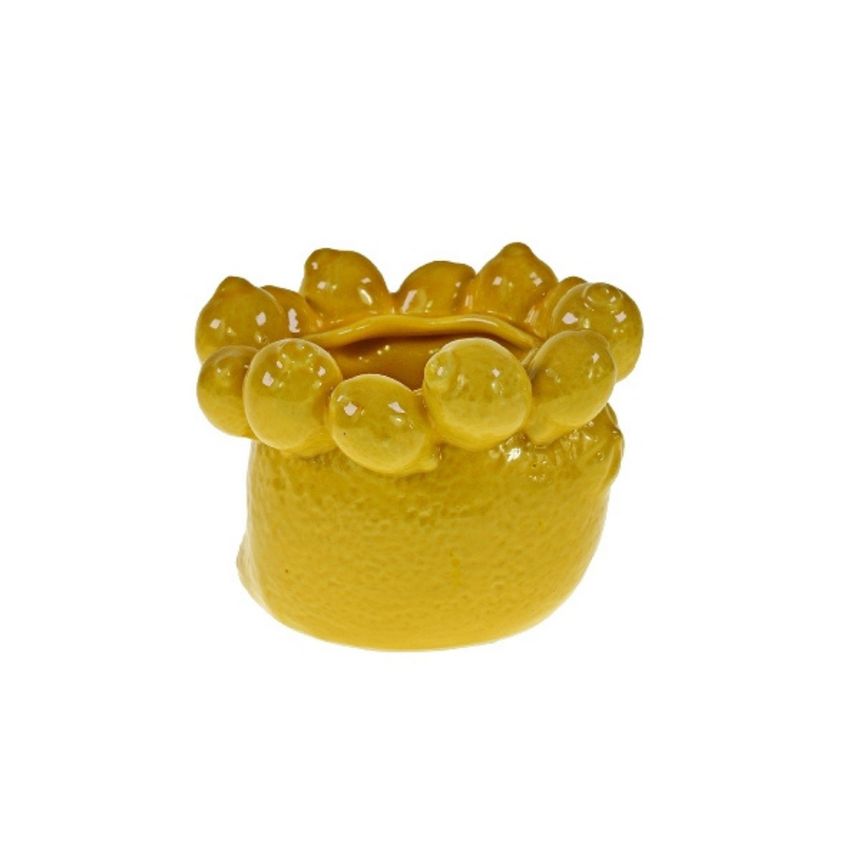 Lemon clay flower pot