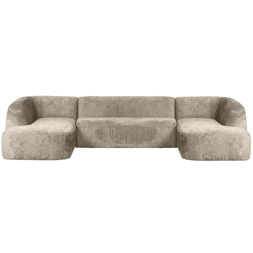 Sloping U Shape Velvet Sofa