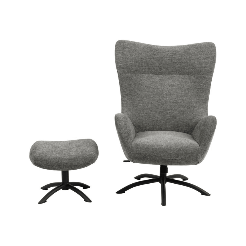 Talgarth fabric swivel chair with footrest