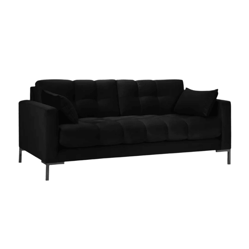 Mamaia 2-seater velvet sofa with black legs