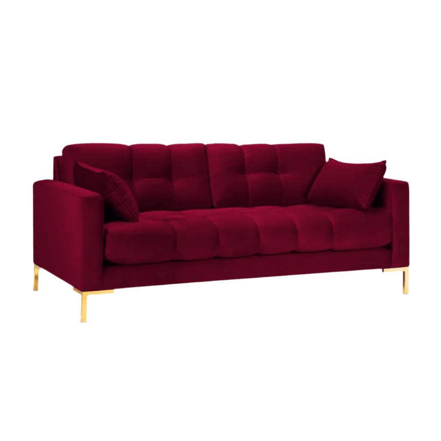 Mamaia 2-seater velvet sofa with gold legs