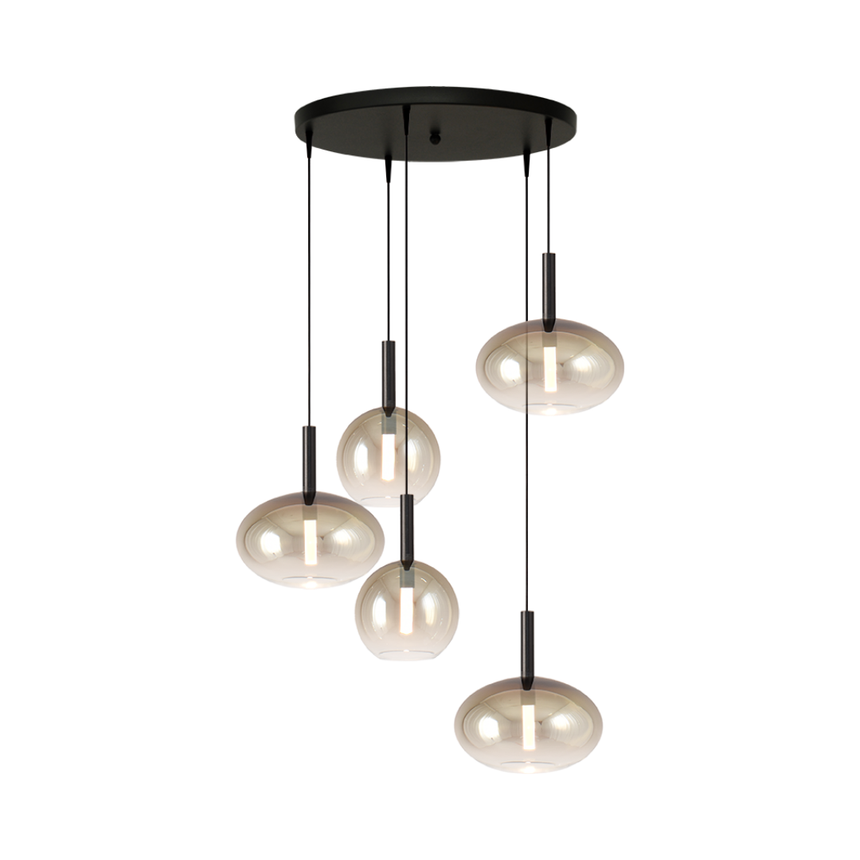 Lido arany üveg függőlámpa fekete foglalattal