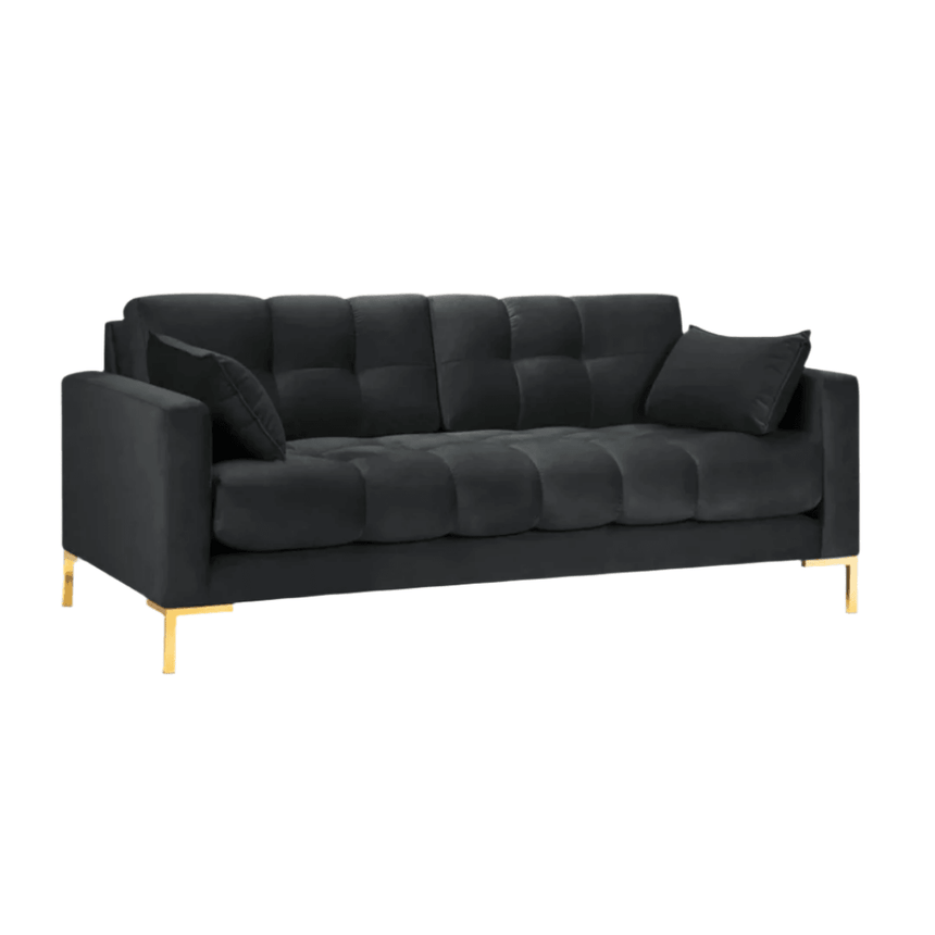 Mamaia 2-seater velvet sofa with gold legs