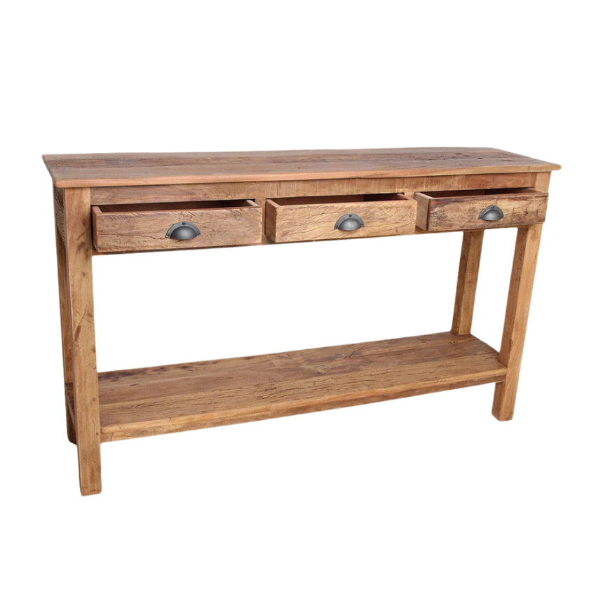 Farmwood wooden console table with drawers
