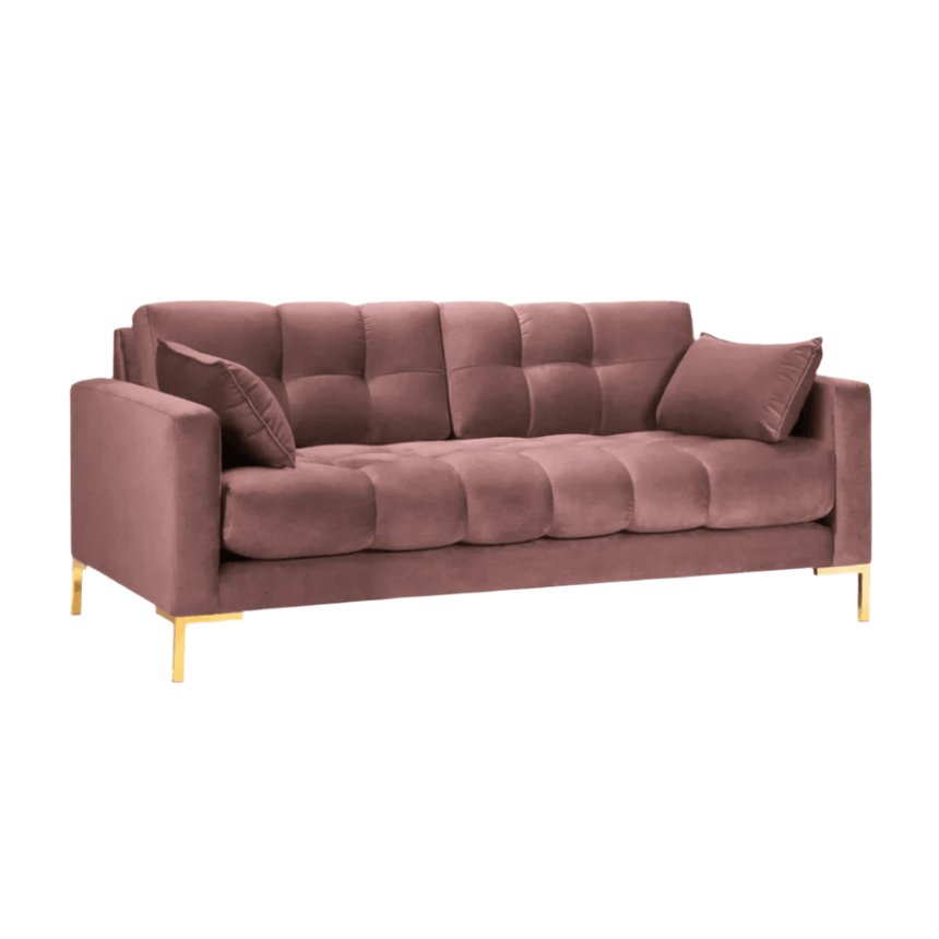 Mamaia 2-seater velvet sofa with gold legs