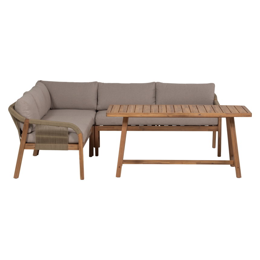 Taro kerti lounge és étkező garnitúra – FSC akácfából, kültéri kárpitozással