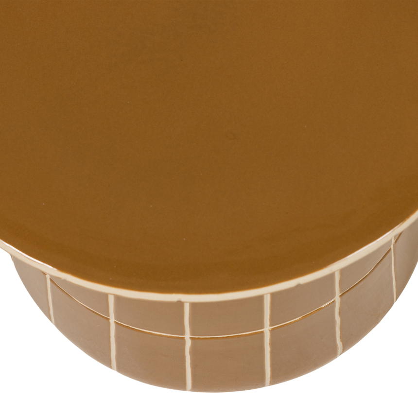 Plu dekoratív lerakóasztal – Karakteres design, fényes kerámiából