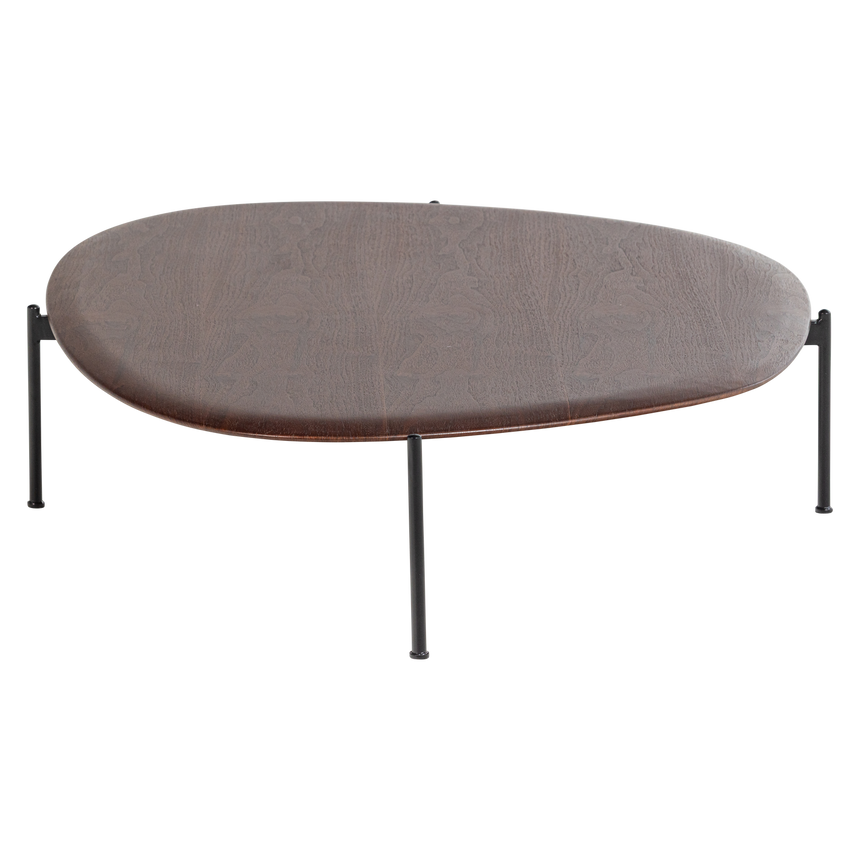 Kota dohányzóasztal – Meleg barna furnér, modern fém lábakkal