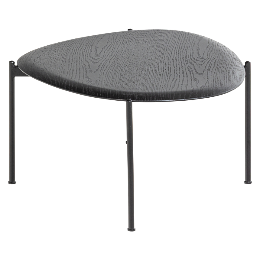 Kota dohányzóasztal – Fekete furnér, modern fém lábakkal