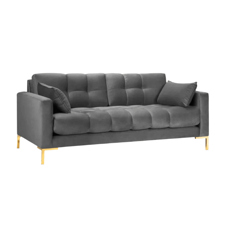 Mamaia 2-seater velvet sofa with gold legs