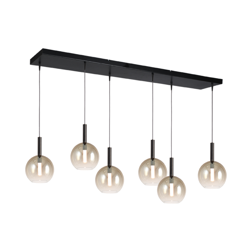 Lido arany üveg függőlámpa fekete foglalattal