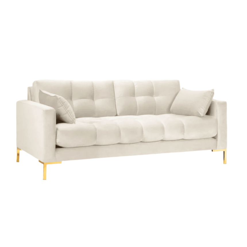 Mamaia 2-seater velvet sofa with gold legs