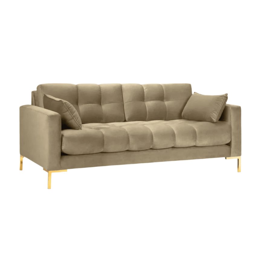 Mamaia 2-seater velvet sofa with gold legs