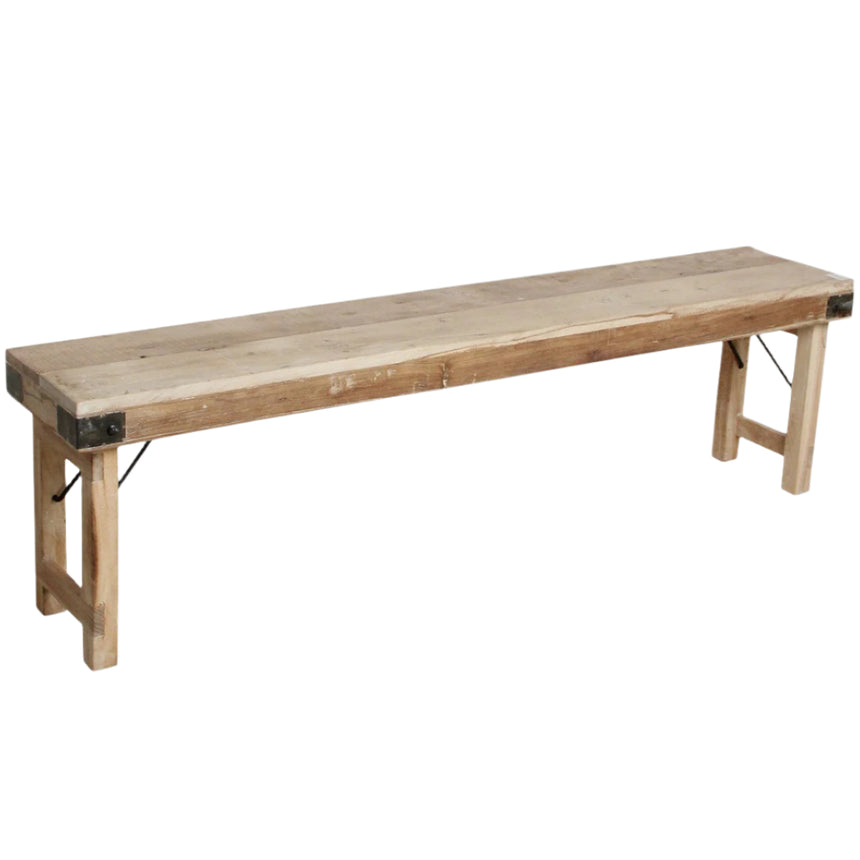 Limewash wood folding bench