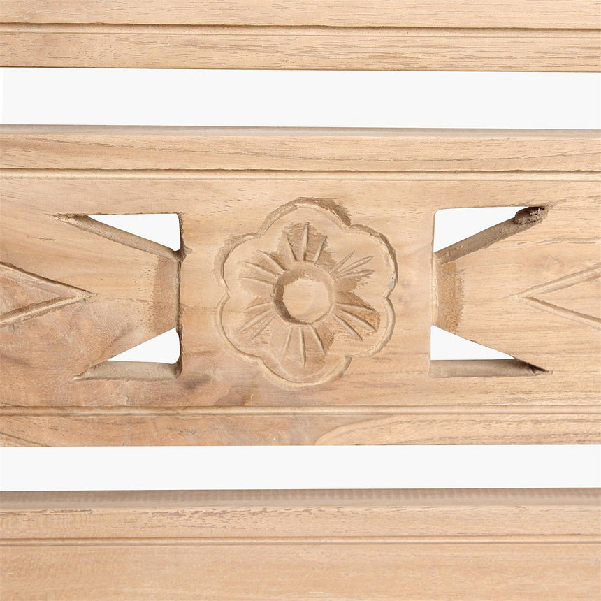 Boho wooden garden bench