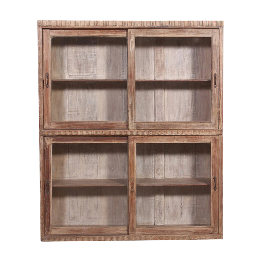Teak glass door cabinet