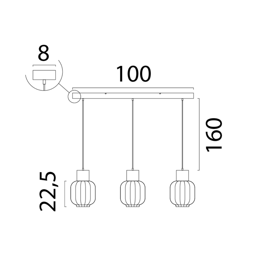 Lett üveg függőlámpa fekete foglalattal