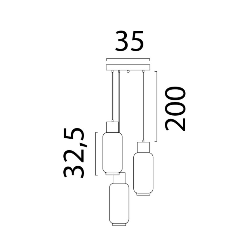 Lett Rib matt üveg függőlámpa réz foglalattal