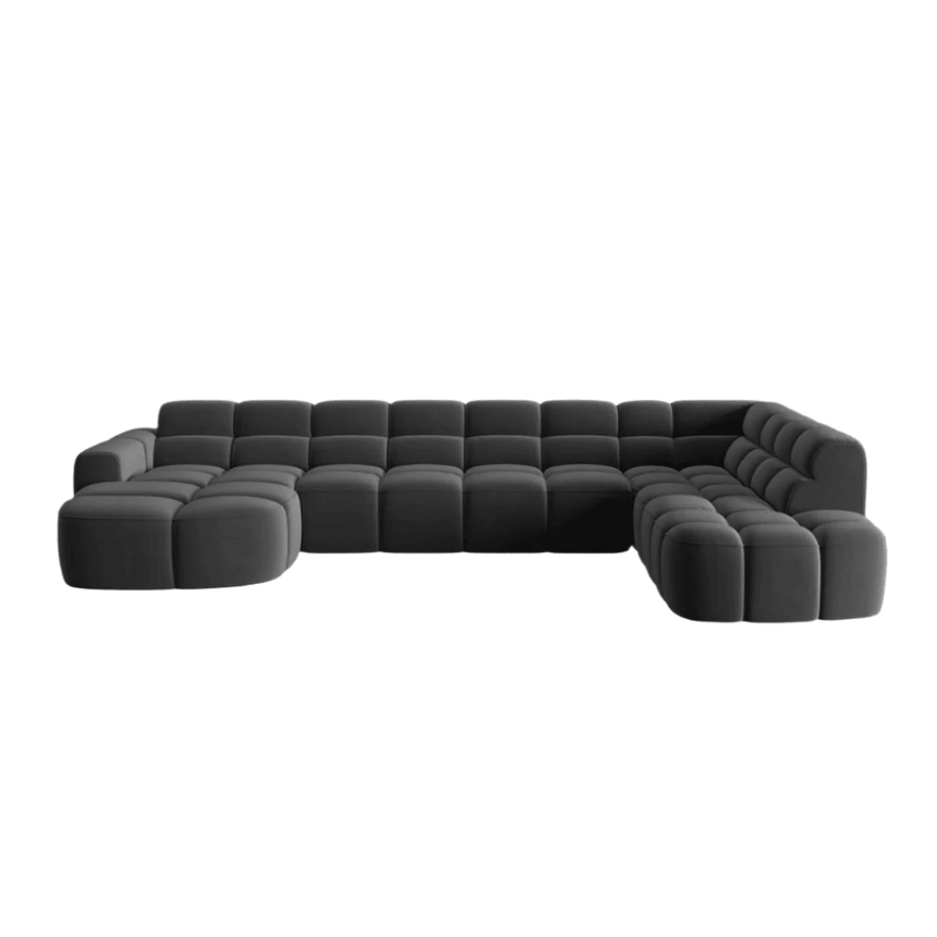 Lisa U-shaped velvet sofa with right corner unit