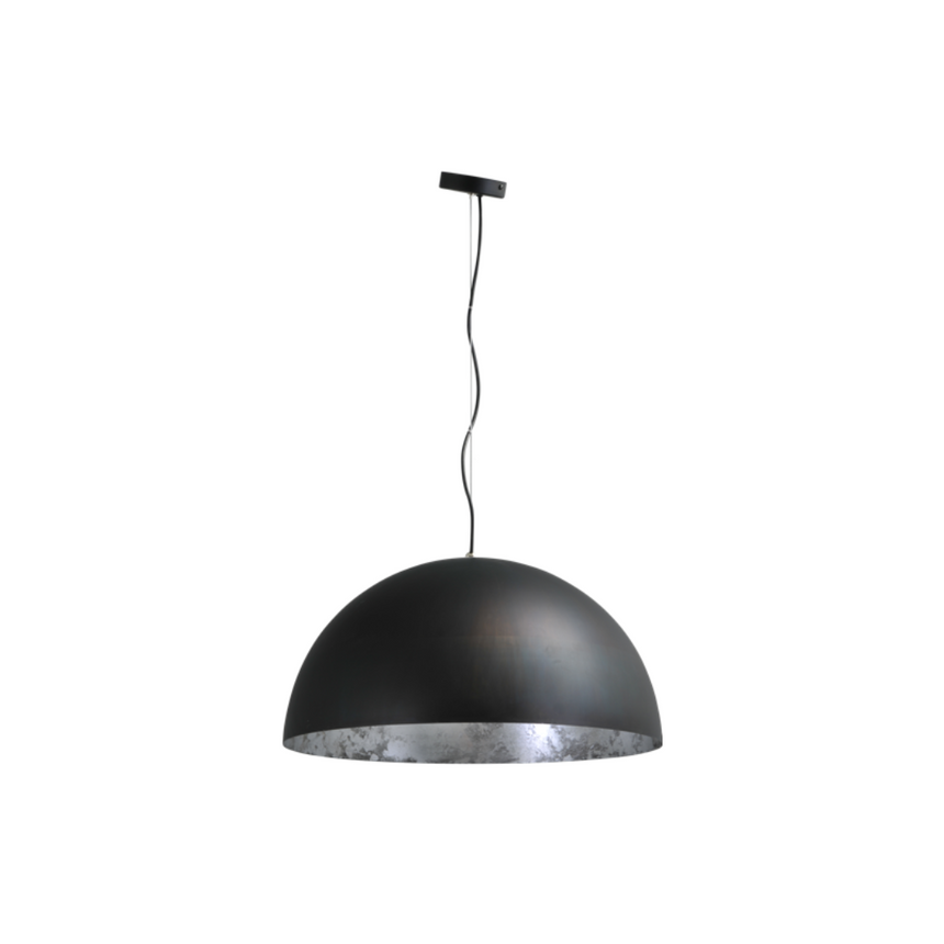 Larino 1-bulb black metal pendant lamp with silver interior