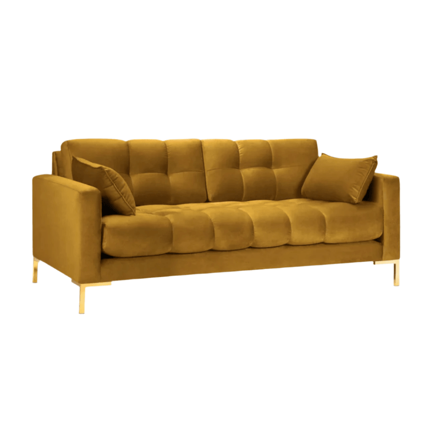 Mamaia 2-seater velvet sofa with gold legs