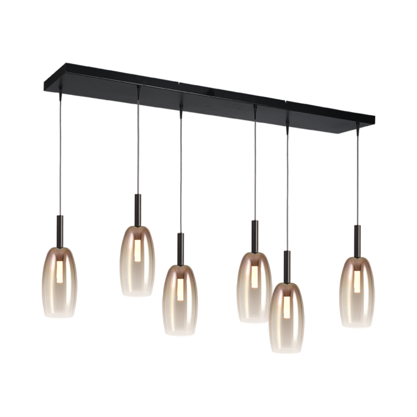 Lido arany üveg függőlámpa fekete foglalattal