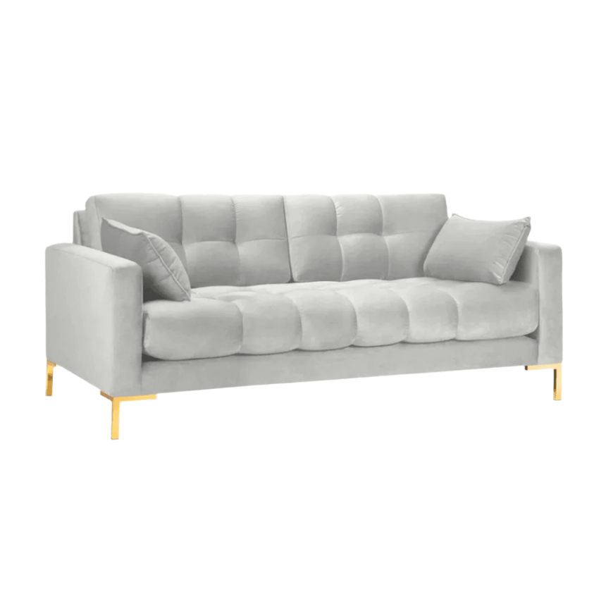 Mamaia 2-seater velvet sofa with gold legs