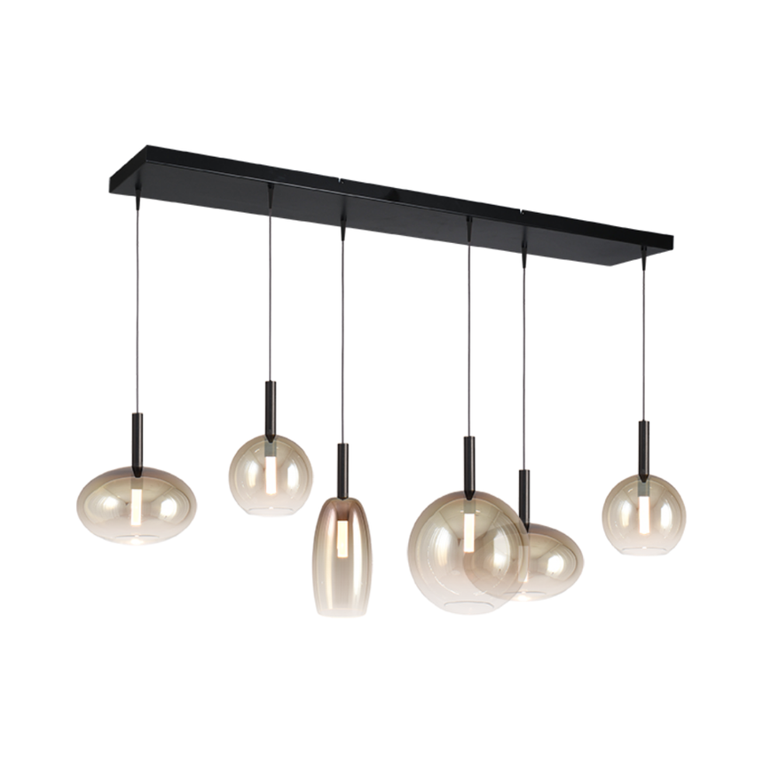 Lido arany üveg függőlámpa fekete foglalattal