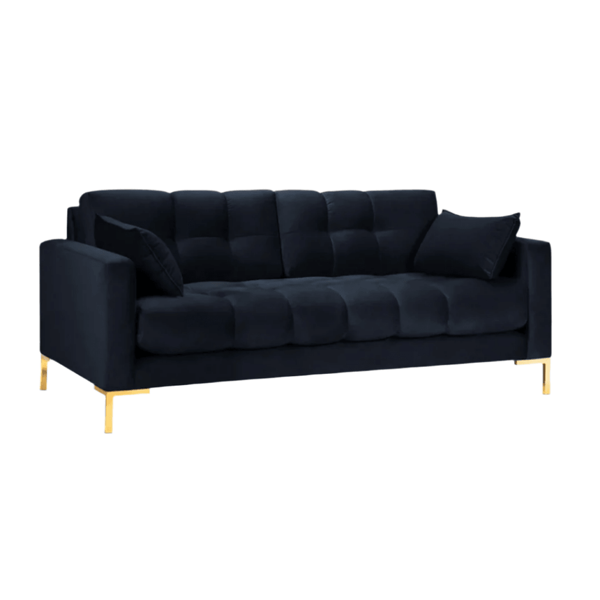 Mamaia 2-seater velvet sofa with gold legs