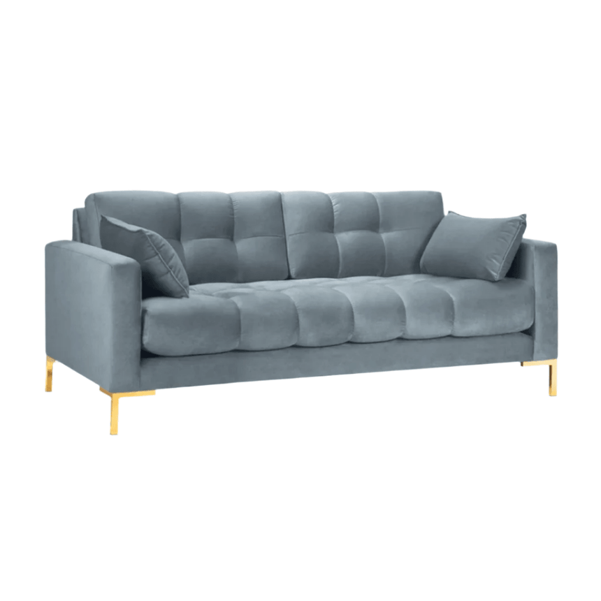 Mamaia 2-seater velvet sofa with gold legs
