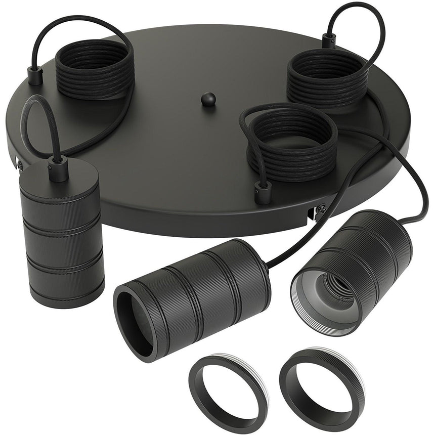 Multi kerek fém foglalat 3x szett, E27-0