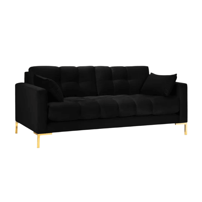 Mamaia 2-seater velvet sofa with gold legs