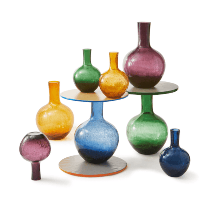 Crackled Ball glass vase 32cm