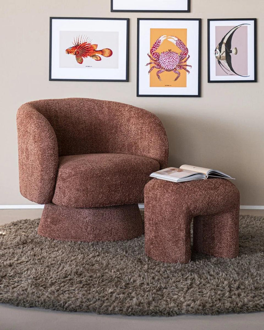 Balou bouclé swivel armchair