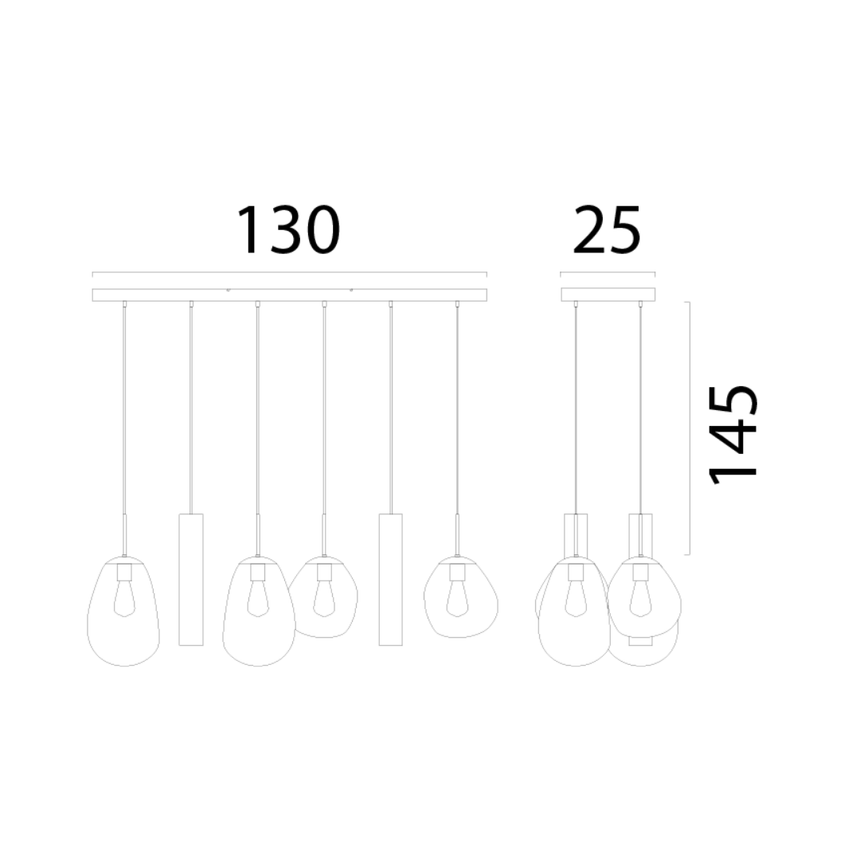 Lava 6 izzós arany üveg függőlámpa