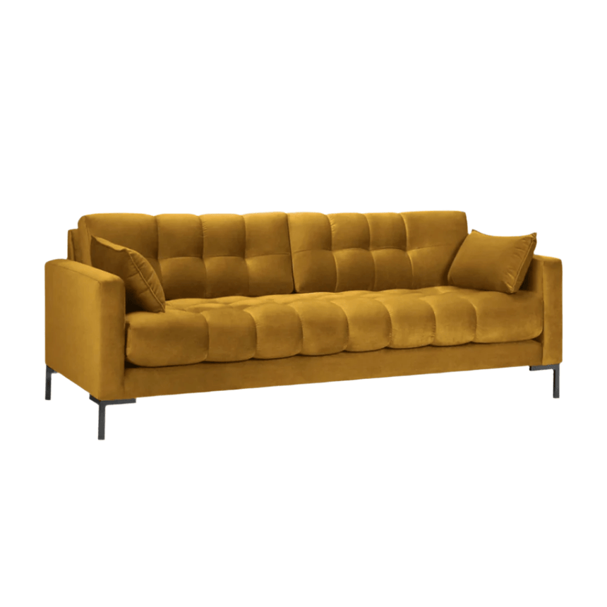 Mamaia 3 személyes bársony kanapé fekete lábbal