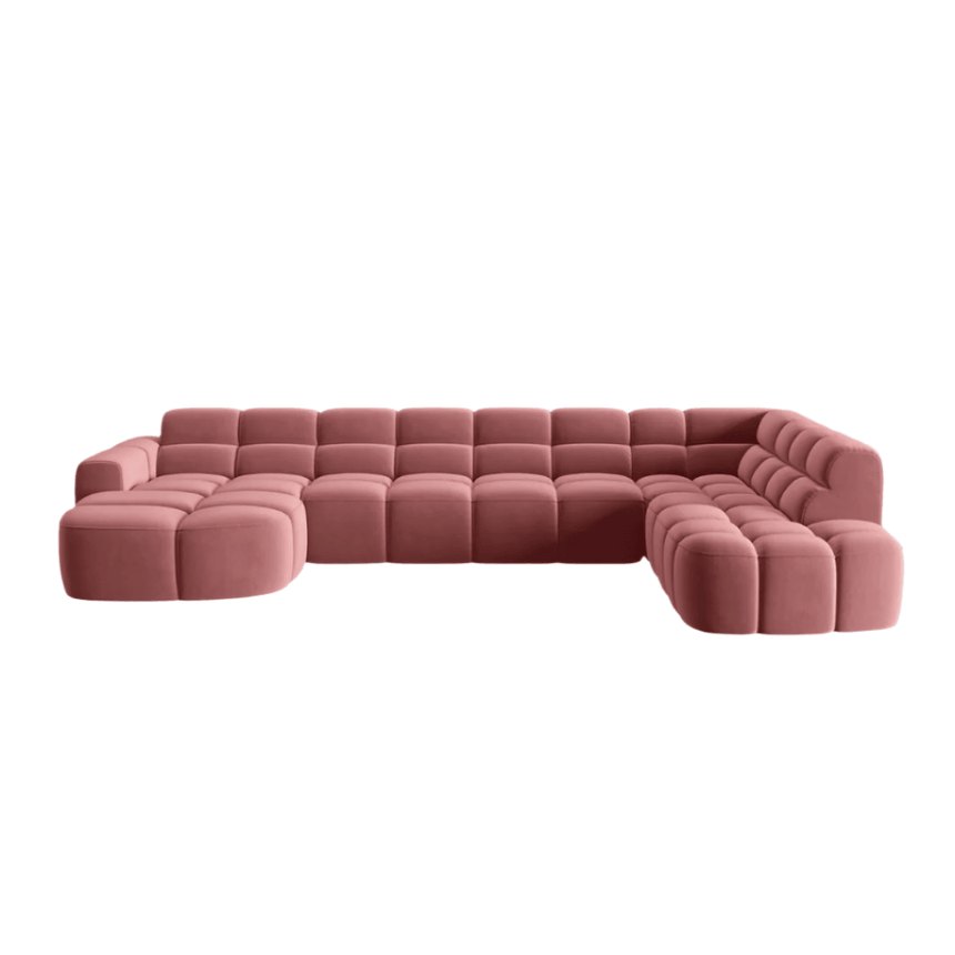 Lisa U-shaped velvet sofa with right corner unit