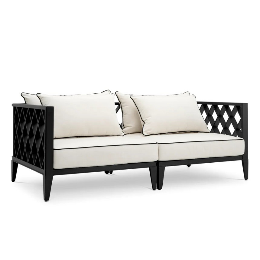 Ocean Club 2 személyes szövet kerti kanapé fekete lábbal