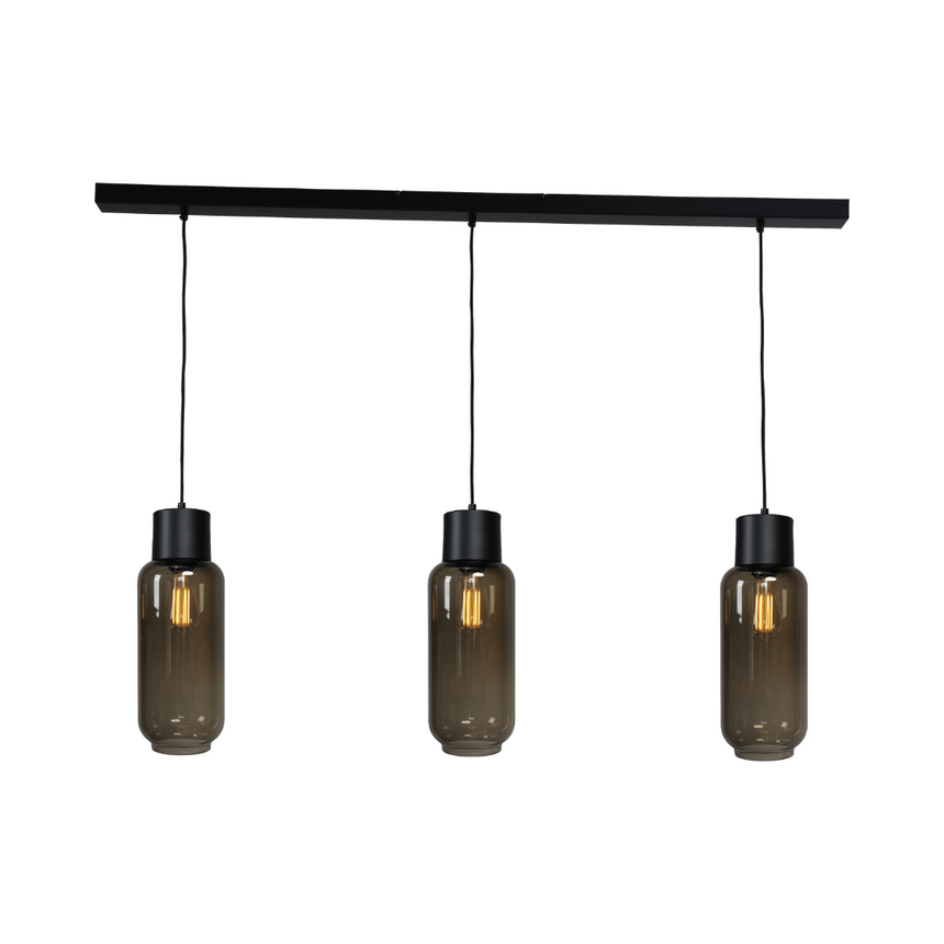 Lett üveg függőlámpa fekete foglalattal