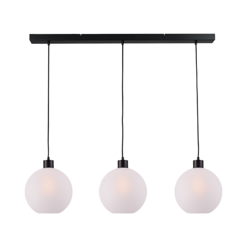 Lazise fehér üveg függőlámpa fekete foglalattal