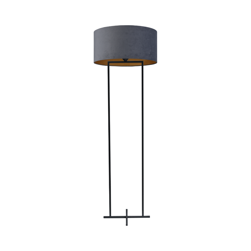 Cross fabric floor lamp with black frame